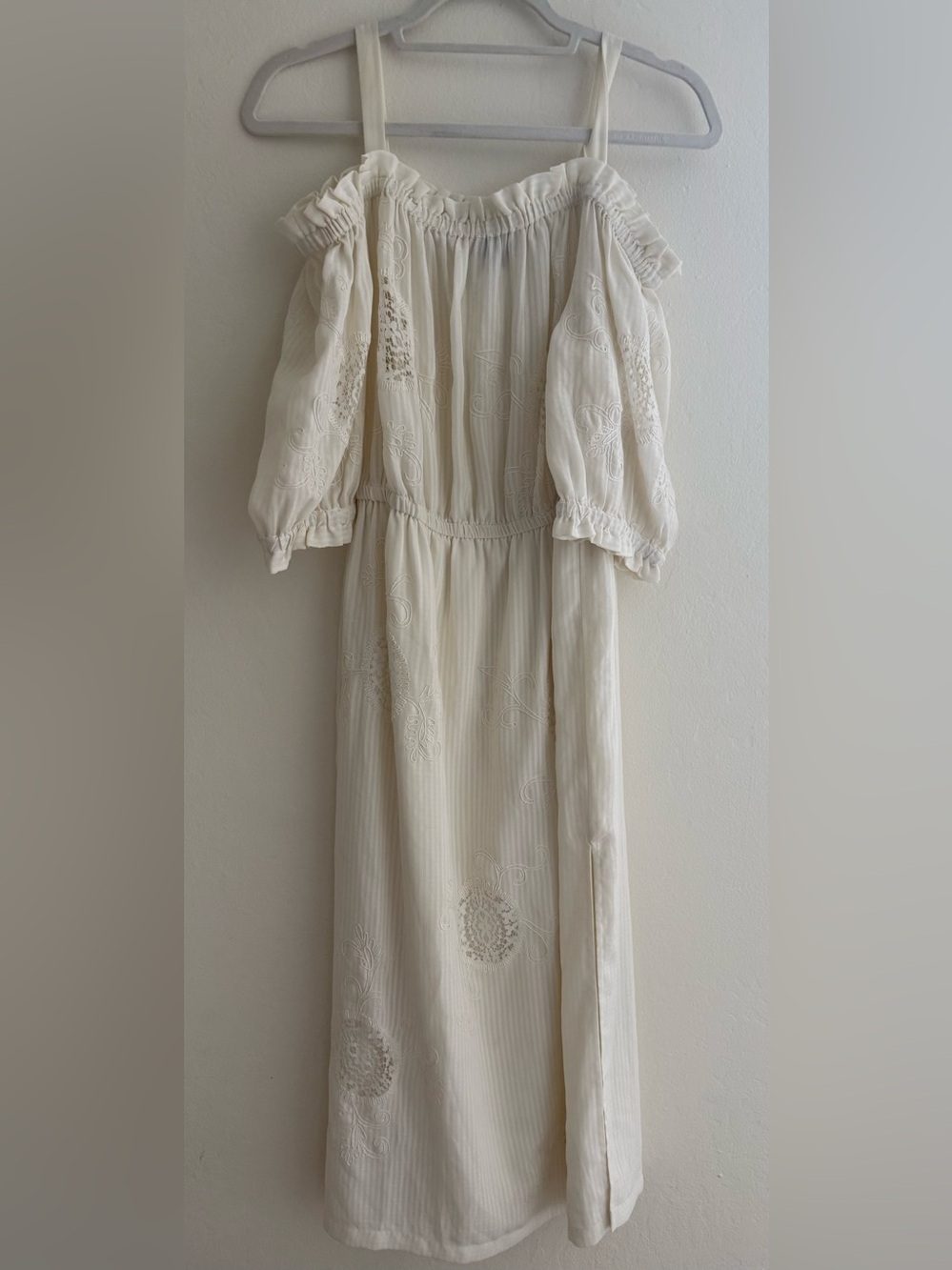 Topshop Cream Embroidered Dress